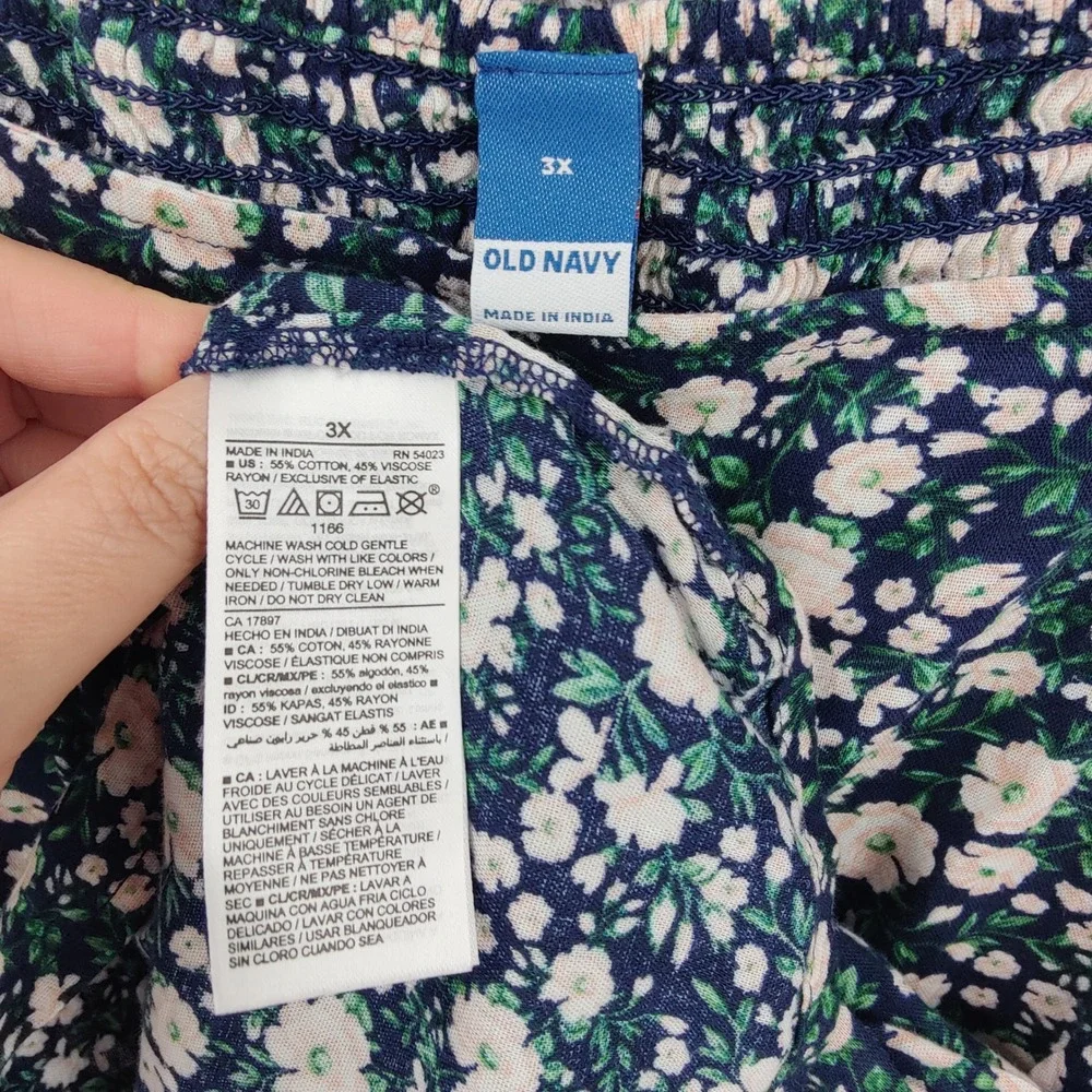 Old Navy Womens Cottagecore Babydoll Peasant Smocked Top 3X Floral Puff Sleeve